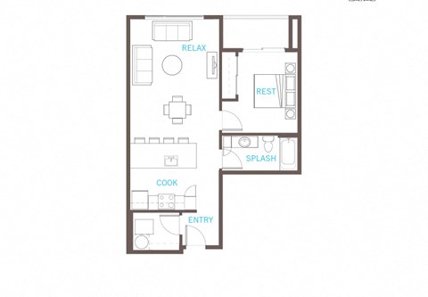 1 Bedroom 1 Bathroom Floor Plan 1 Bedroom 1 Bathroom Floor Plan at Vue 22 Apartments, Washington